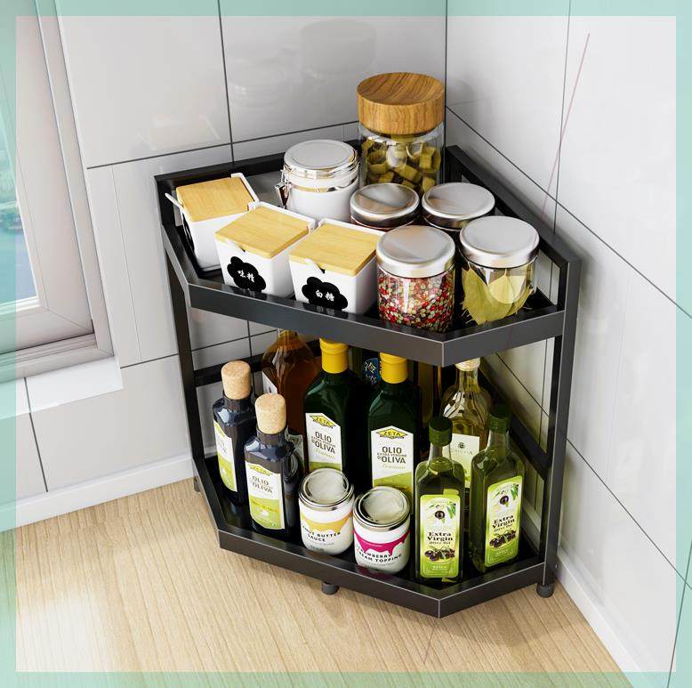 达派屋世诺不锈钢厨房置物架调味罐架子家用台面三角多功能转角架