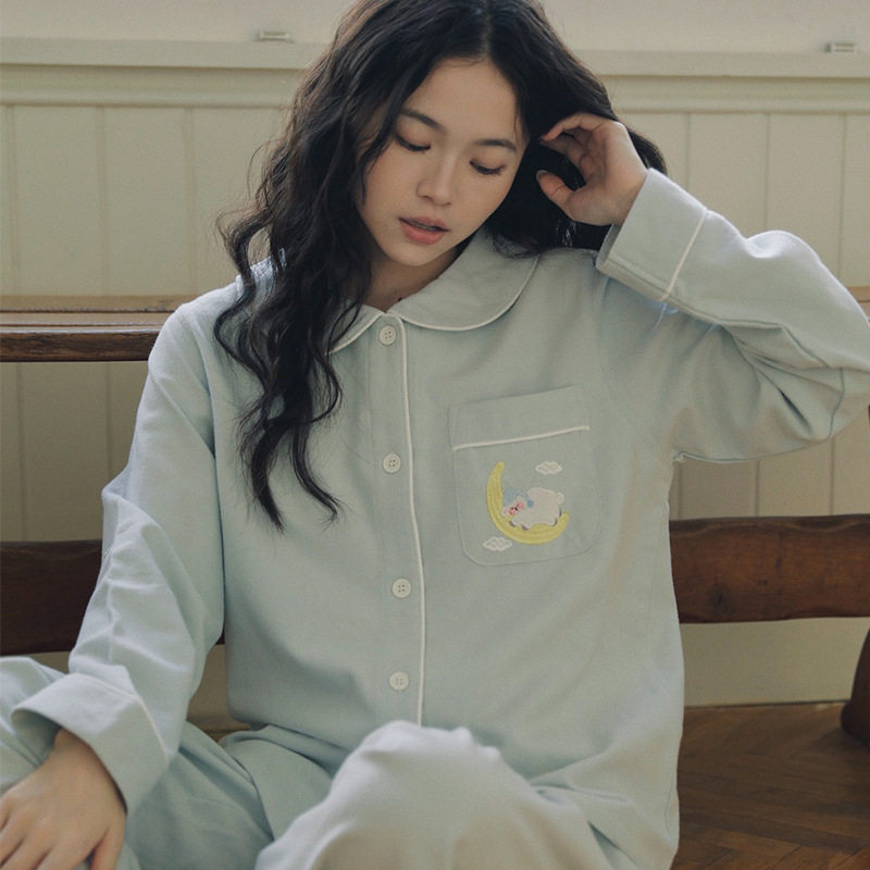 日系cherrykoko滋养77-全棉睡衣女春秋款冬天棉长袖家居服棉宽松