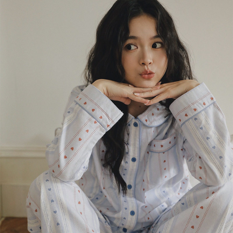 日系cherrykoko怦然心动75-娃娃领全棉睡衣女款春秋冬季棉长袖