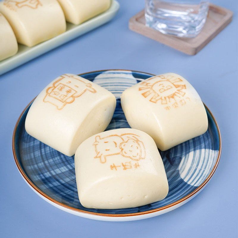 粮觅大白牛手工奶香小白馒头儿童卡通早餐方便速食半成品面包冷冻