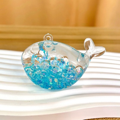 流沙瓶入油海豚鲸鱼钥匙扣夜光泡泡珠漂流瓶精致儿童书包小挂件