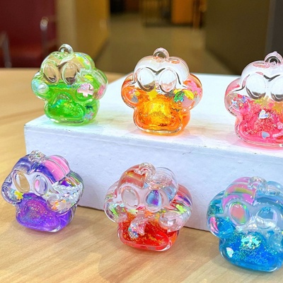 爆闪猫爪创意家居桌面造景亚克力摆件可爱爪爪流沙工艺品小摆件