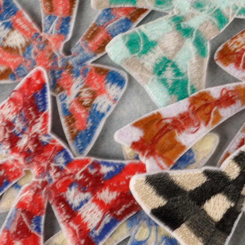 原创绣花标刺绣贴补丁贴卡通蝴蝶结diy帽包配饰服装辅料patch布贴