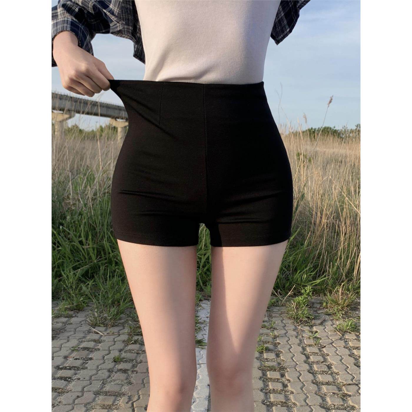 黑色弹力女团短裤女夏季2