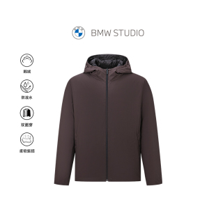 秋冬双面穿时尚 STUDIO宝马男装 BMW 连帽羽绒服 防泼水