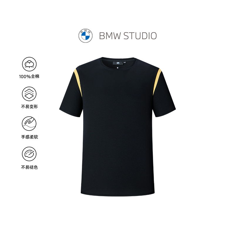 BMW宝马圆领百搭黑色短袖男士T恤