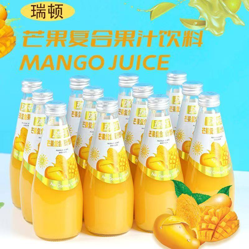 瑞顿玻璃瓶装芒果汁饮料口感浓郁芒果汁原浆厂家直销泡沫箱装