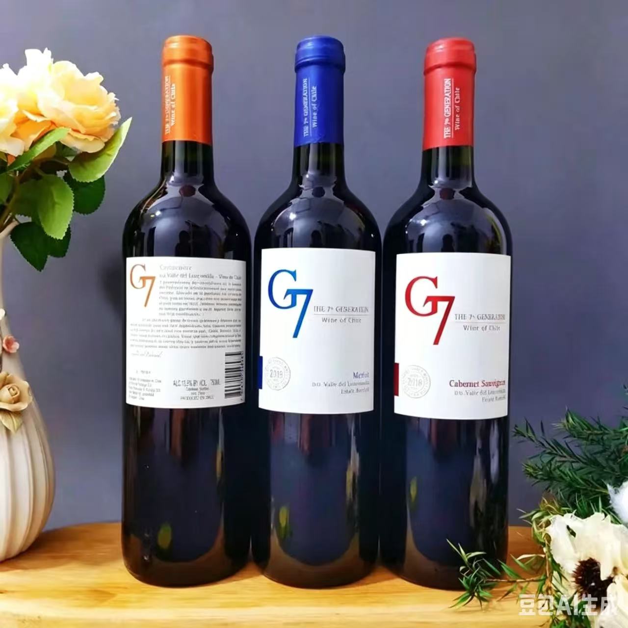 智利原瓶进口G7红酒750ml/瓶赤霞珠红葡萄酒 洋酒 正品包邮
