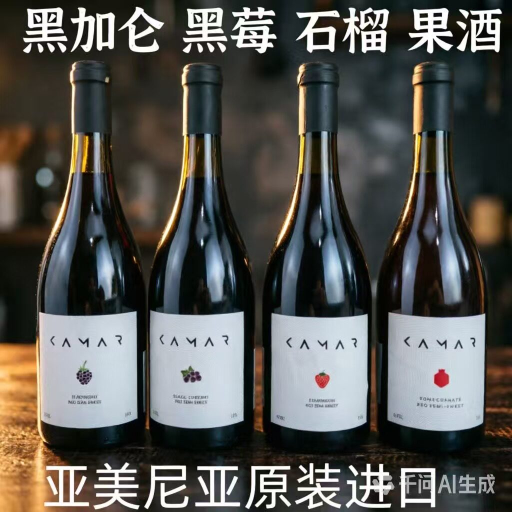 亚美尼亚原装进口果酒卡玛牌黑莓草莓石榴黑加仑果汁酒11度微醺酒