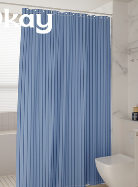 okay爵士条纹浴帘韩系防水卫生间隔断挂帘多巴胺淋浴间免打孔门帘