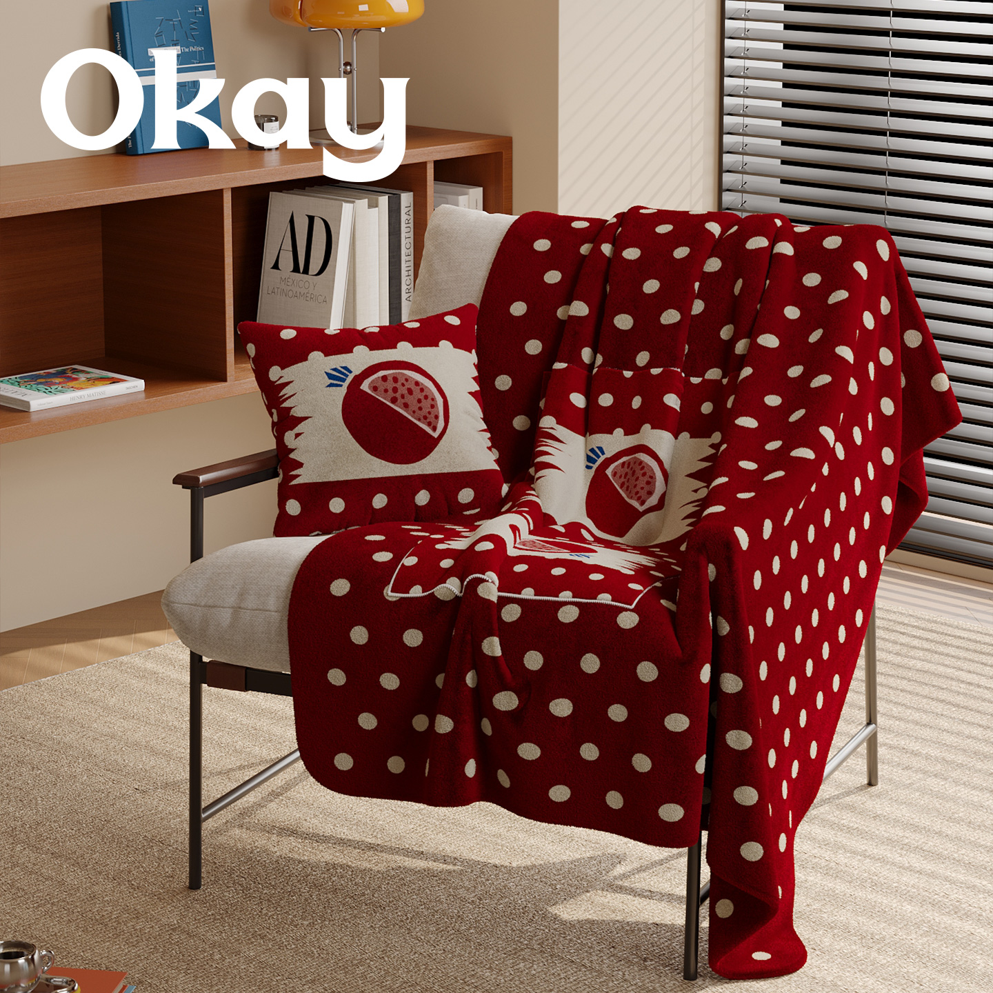 新年水果抱枕毯二合一红色车载办公室午睡抱枕被可折叠空调毯子