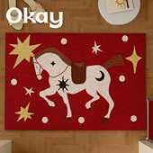 okay赤星跃马丝圈入户地垫门口家用可裁剪 pvc耐脏防滑除尘脚垫子