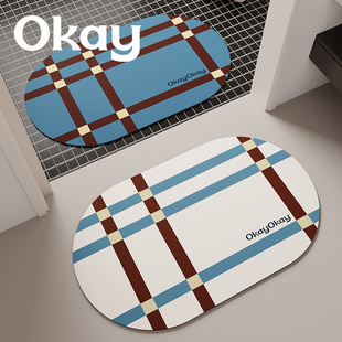 okay南洋中古浴室吸水地垫软硅藻泥厕所门口脚垫卫生间门垫子防滑