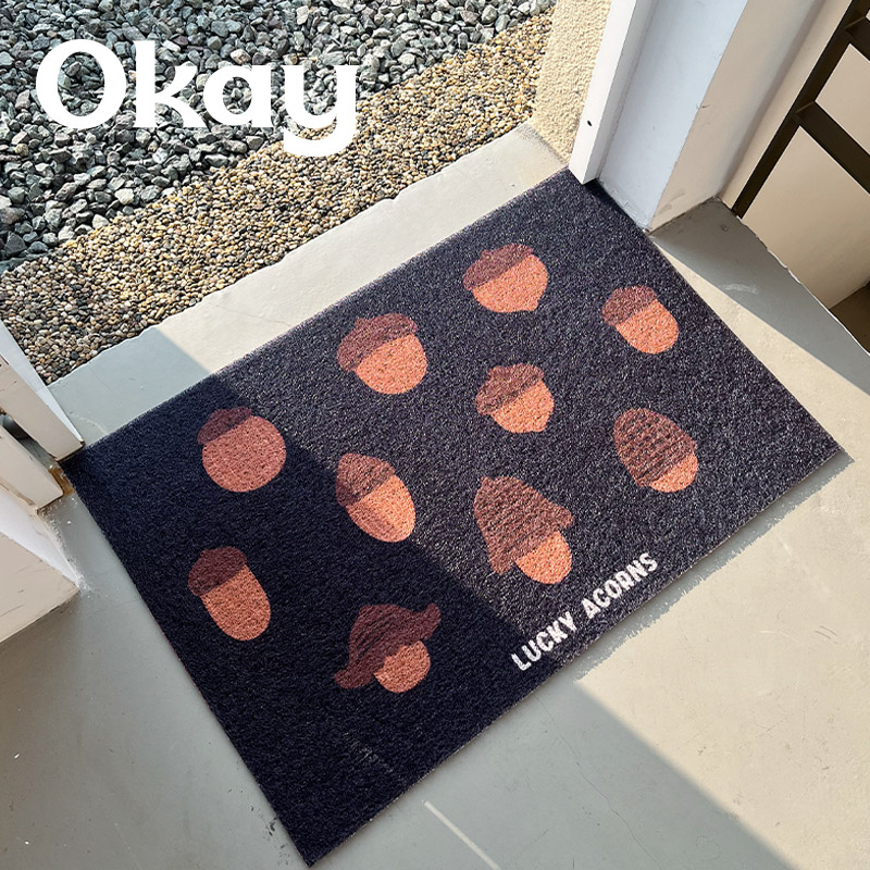 okay橡果国 入户门家用耐脏地垫韩系ins风丝圈除尘pvc脚垫可裁剪