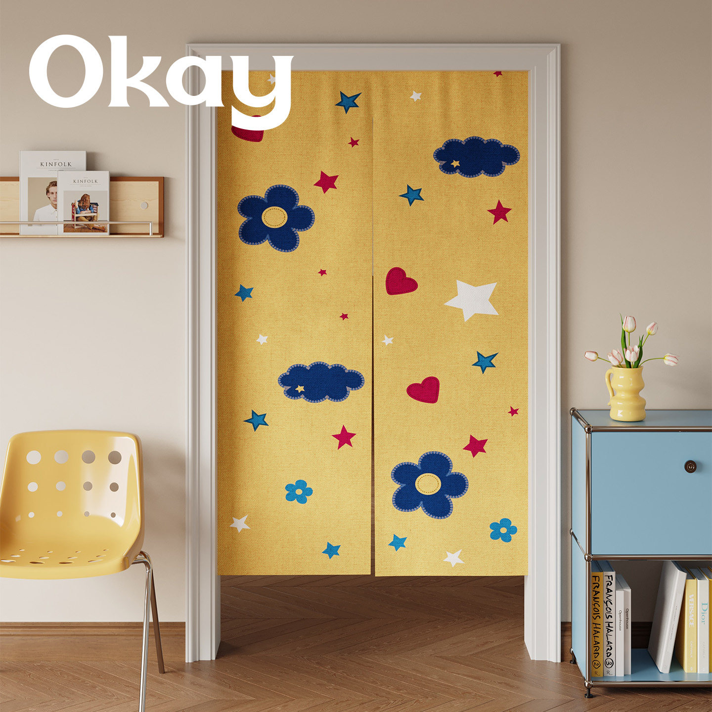 okay星愿云朵门帘韩系百搭遮挡帘厨房防油烟半开卧室免打孔隔断帘,居家布艺,门帘,淘宝优惠券,粉丝福利购,淘宝优惠卷