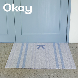 okay条纹少女心蝴蝶结家用入户门地垫可裁剪脚垫丝圈耐脏防滑除尘