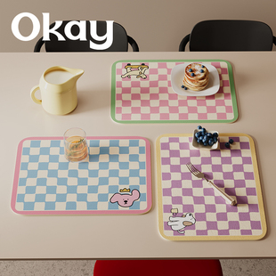 okay棋盘格狗狗沥水垫厨房水池台面吸水垫多巴胺餐桌隔热保护垫子