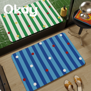 okay挪威圣诞浴室吸水地垫格子几何厕所门口脚垫卫生间门垫防滑垫