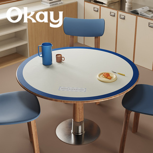 okay简约韩系 圆形桌垫皮革餐桌垫pvc简约防水防油耐脏隔热桌布