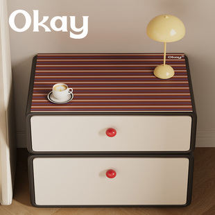 OKAY木质条纹床头柜垫防尘耐脏卧室台面保护垫皮革防水防烫盖布垫
