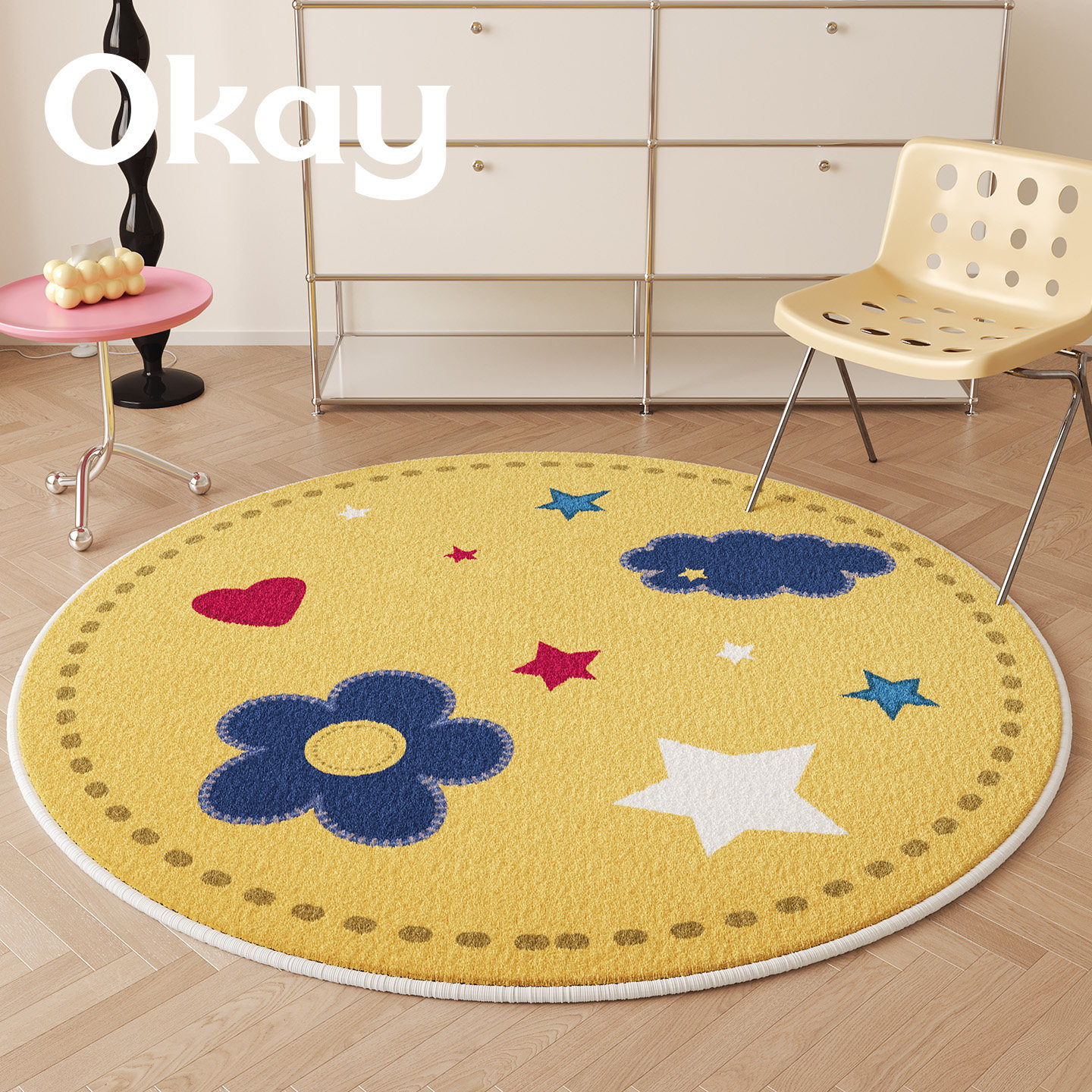 okay星愿云朵床边毯卧室入户 ins进门房间治愈系家用百搭圆地毯垫,居家布艺,地毯,淘宝优惠券,粉丝福利购,淘宝优惠卷