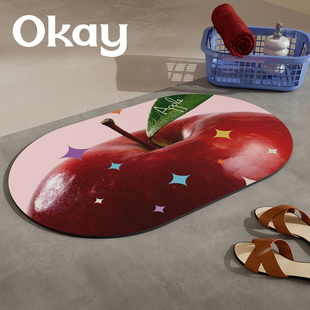 okay水果叶子浴室吸水地垫简约韩系厕所门口脚垫卫生间门垫防滑垫