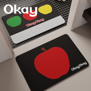 okay尼卓苹果浴室吸水地垫百搭韩系厕所门口脚垫卫生间门垫防滑垫