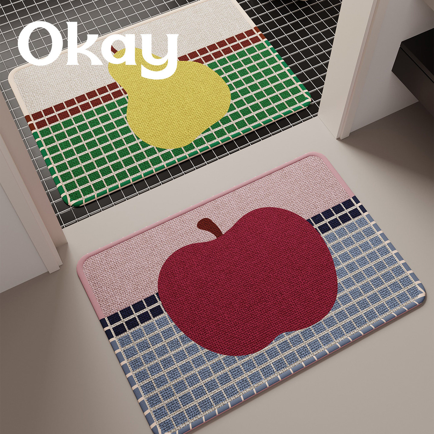 okay水果士多浴室韩系简约吸水地垫厕所门口脚垫卫生间门垫防滑垫,居家布艺,家用脚垫,淘宝优惠券,粉丝福利购,淘宝优惠卷