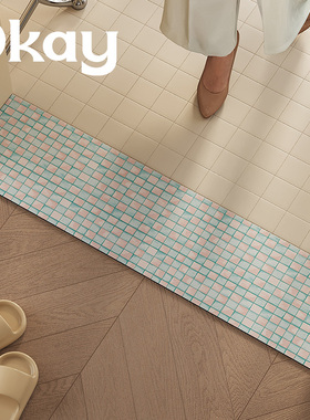 清梦水蓝门槛垫进门窄长条入户门浴室卫生间防滑吸水脚垫过门地垫