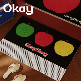 okay尼卓苹果丝圈入户地垫门口家用可裁剪 pvc耐脏防滑除尘脚垫子