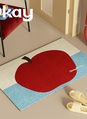 okay拼色苹果丝圈入户地垫门口家用可裁剪 pvc耐脏防滑除尘脚垫子