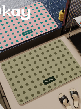 okay环域波点浴室复古吸水地垫厕所门口脚垫卫生间门垫防滑垫