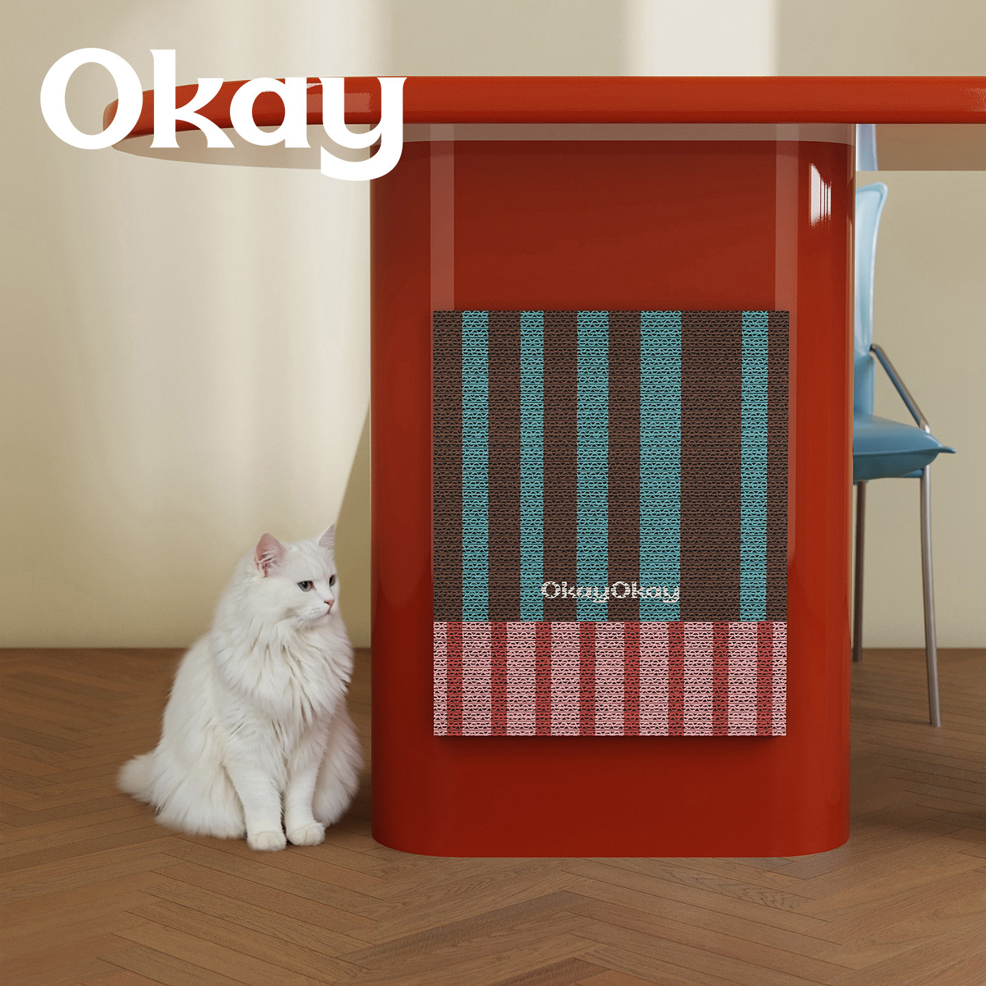 okay娜姆幻想纸盒猫抓垫耐抓加厚耐磨背胶猫抓板沙发家具保护贴墙