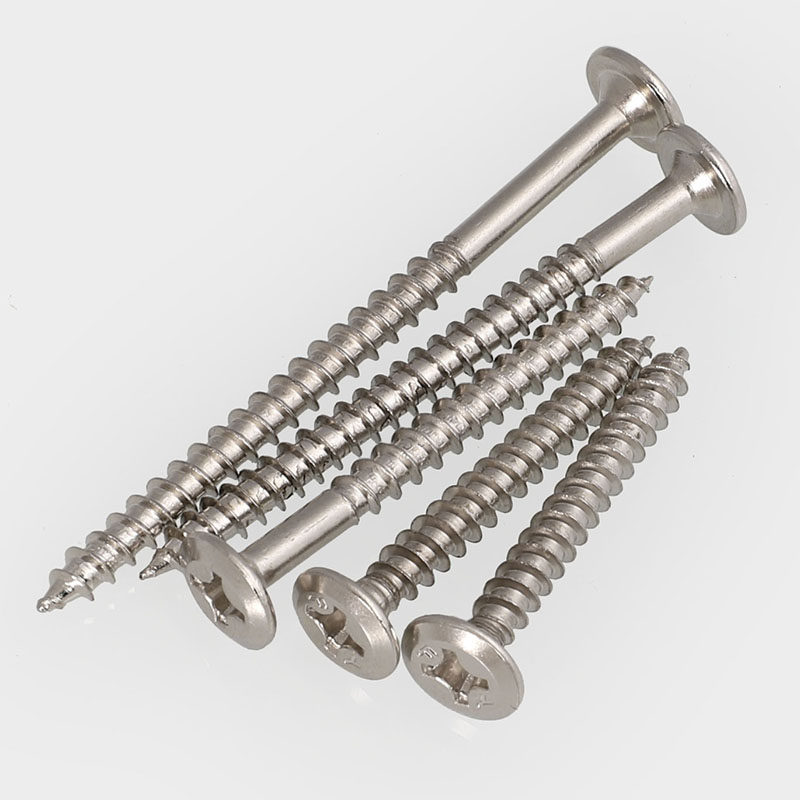 镀镍倒边斜大平头十字自攻螺丝钉尖头尾直修木牙自攻丝家具螺杆m5