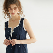 睡裙女夏蕾丝花边薄款 Lighttomoon 精梳棉 纯棉吊带睡衣家居服