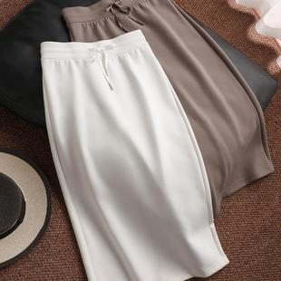 QQ弹弹果冻棉 现货 半裙 运动风格 休闲直筒半身卫裙抽绳现 Ayako