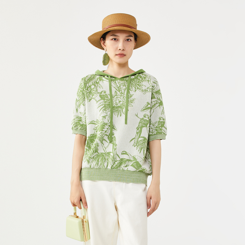 【长挂链接误删】OTT春新品提花连帽套头衫