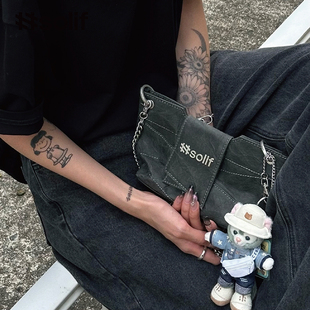 solif吉赛尔原创时尚休闲单肩复古个性百搭女士潮流链条斜挎小包