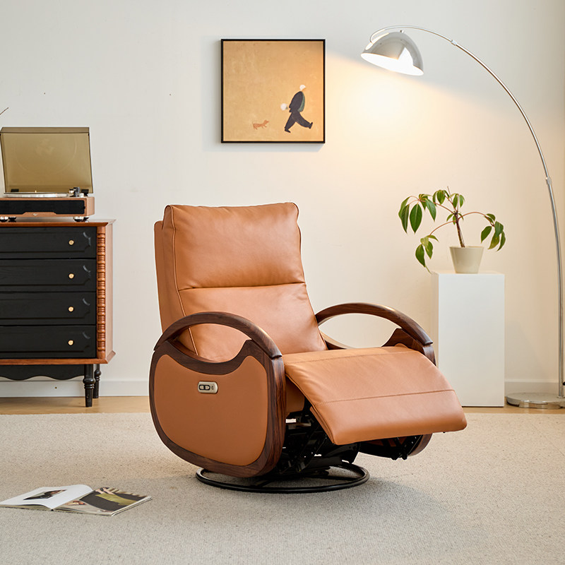 实木真皮电动智能语音控制沙发椅客厅阳台午休躺椅可调节懒人沙发