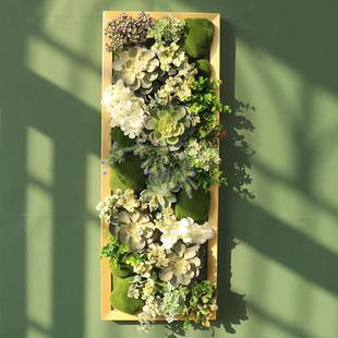 饰绿植实木墙壁背景墙鹿头仿真多肉挂饰北欧卧室 可定制壁挂植物装
