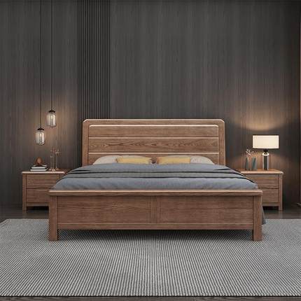 北欧白蜡木实木床1.8米1.5m单人双人床现代简约家用主卧婚床家具