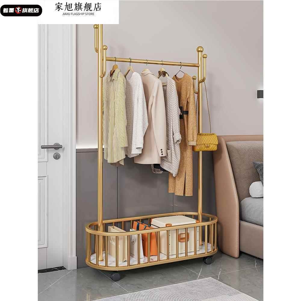 挂衣架卧室床头落地衣帽架客厅带轮可移动置物架多功能简约衣服架