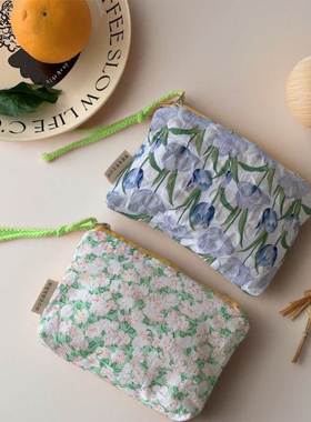 33262 花朵手拎彩绳包简约日系便携收纳袋随身洗漱化妆包收纳袋小
