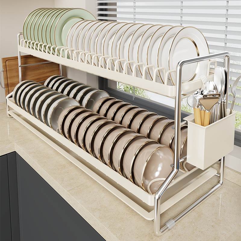 餐具收纳碗柜碗筷沥水架家用厨房台面置物架多层防尘碗碟柜多功能