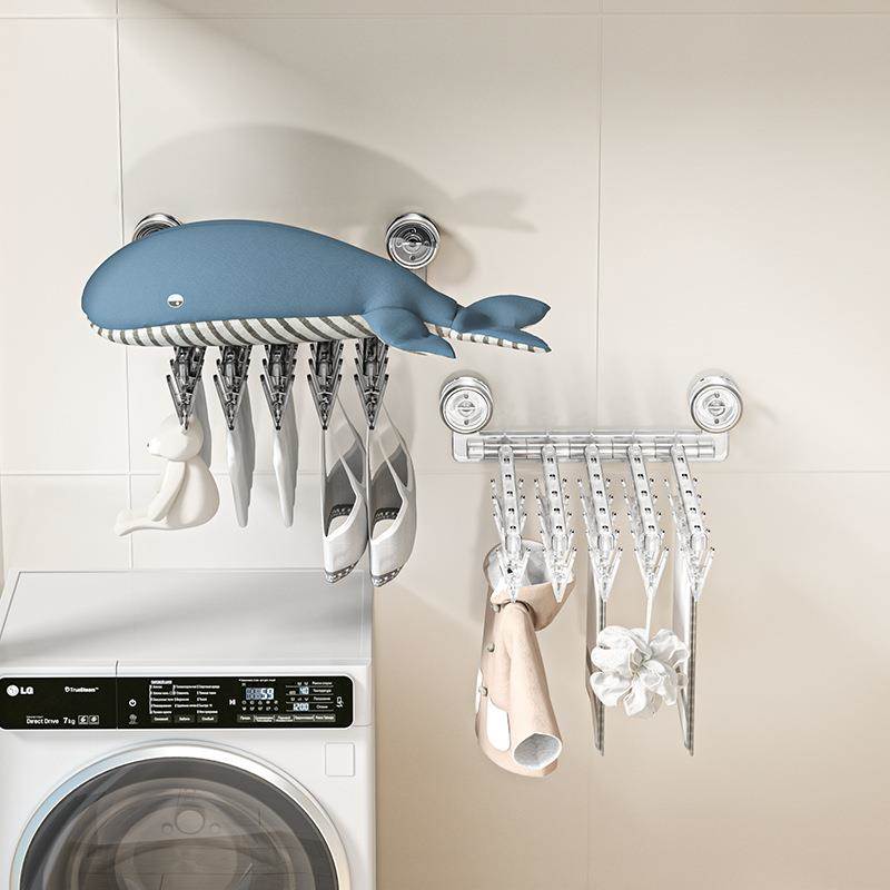旋钮吸盘折叠晾衣架家用壁挂式内衣裤晾晒架多功能晒袜神器