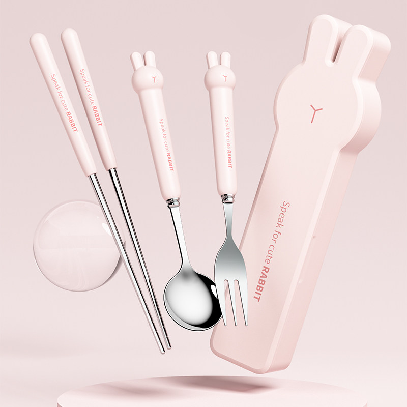 卡通304不锈钢筷勺子叉餐具学生便携三件套勺叉儿童可爱餐具套装,餐饮具,便携/折叠餐具,淘宝优惠券,粉丝福利购,淘宝优惠卷