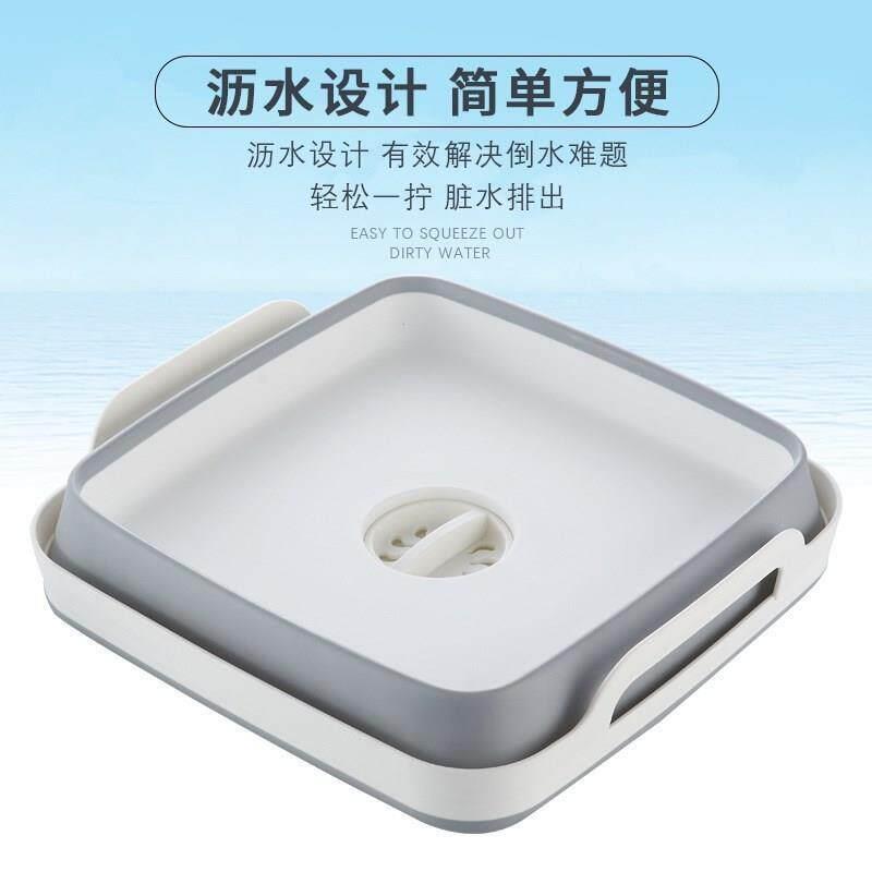 洗衣双耳蔬果盆带洗菜清洗可携式脸盆手柄韩国盆户外矽胶下水折叠