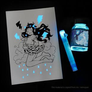 隐形荧光墨水BANMI蘸水笔钢笔创意彩墨绘画透明