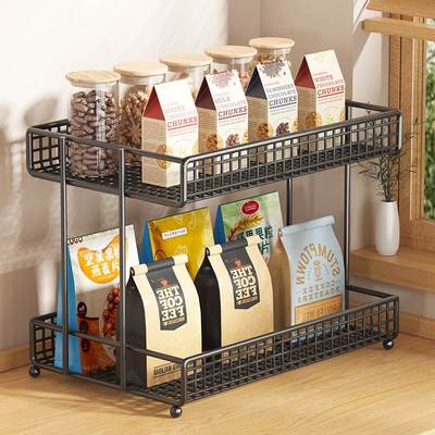 零食收纳盒家用多层零食架桌面置物架厨房餐桌上收纳神器客厅台面