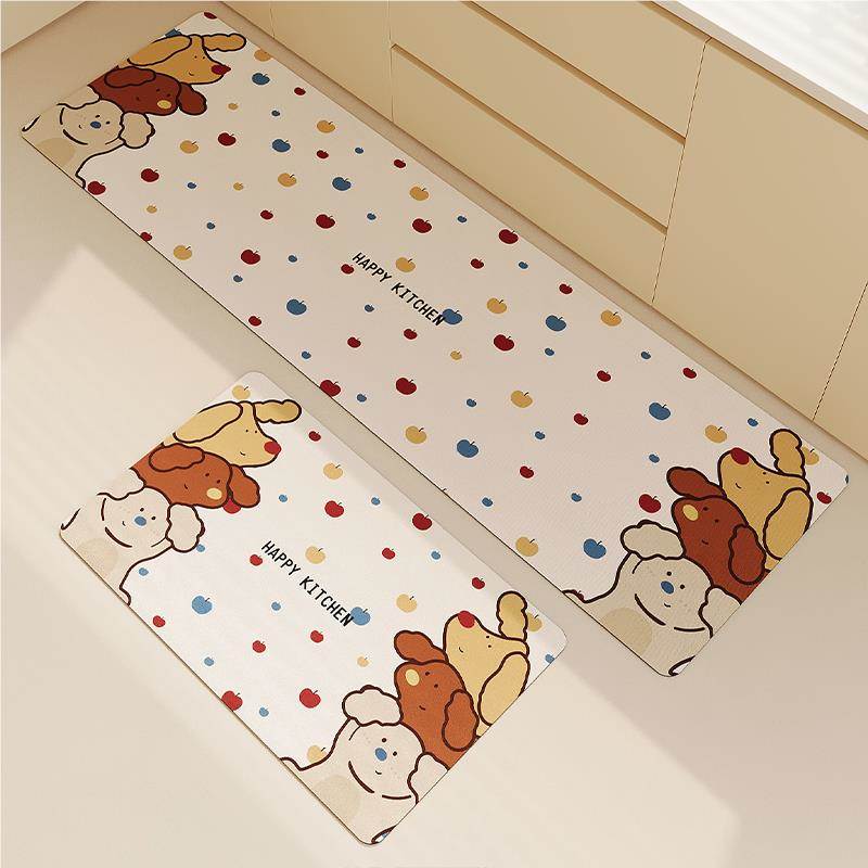 厨房长地防滑小狗苹果防油可免洗硅藻泥吸水脚垫垫门口耐脏垫子家